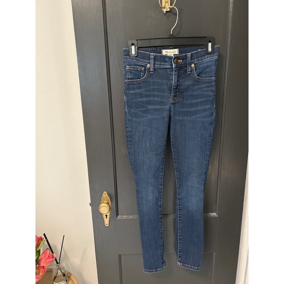 Madewell 9" Mid Rise Skinny Jeans Dark Wash Denim Classic Style Size 23 Petite - Picture 1 of 6